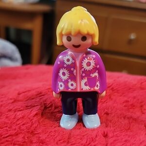 Set Of 3 Playmobil 1-2-3 Vintage 1990, blonde And 2 Brunettes, &accessory